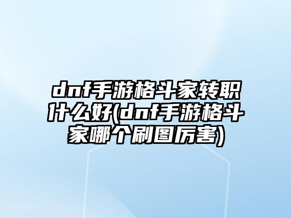 dnf手游格斗家轉職什么好(dnf手游格斗家哪個刷圖厲害)