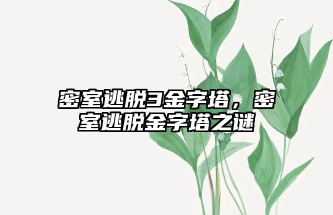 密室逃脫3金字塔，密室逃脫金字塔之謎