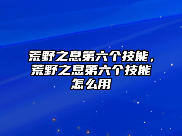 荒野之息第六個技能，荒野之息第六個技能怎么用