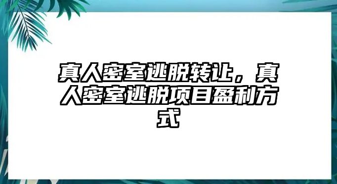 真人密室逃脫轉(zhuǎn)讓，真人密室逃脫項(xiàng)目盈利方式