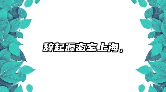 辭起源密室上海，