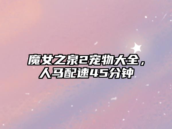 魔女之泉2寵物大全，人馬配速45分鐘
