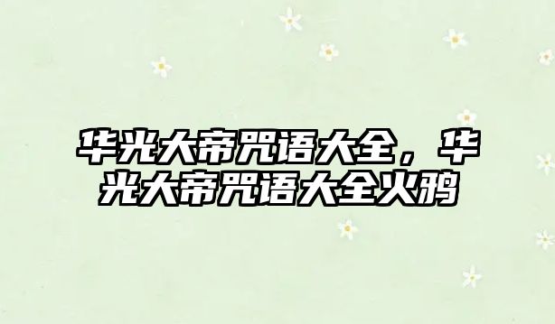 華光大帝咒語(yǔ)大全，華光大帝咒語(yǔ)大全火鴉