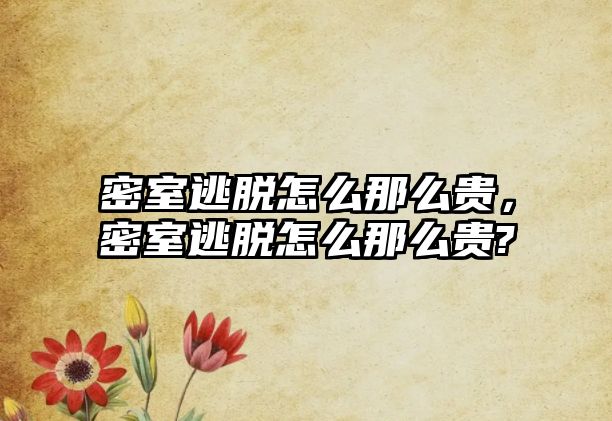 密室逃脫怎么那么貴，密室逃脫怎么那么貴?