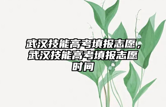 武漢技能高考填報(bào)志愿，武漢技能高考填報(bào)志愿時(shí)間