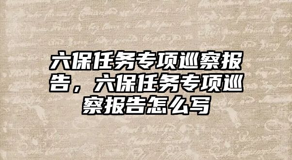 六保任務專項巡察報告，六保任務專項巡察報告怎么寫