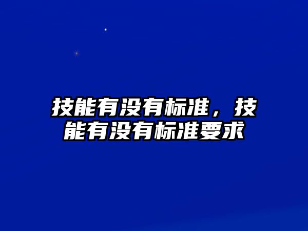 技能有沒有標準，技能有沒有標準要求