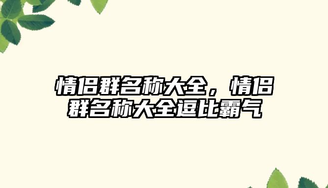 情侶群名稱大全，情侶群名稱大全逗比霸氣