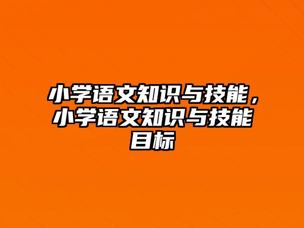 小學語文知識與技能，小學語文知識與技能目標