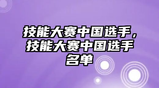 技能大賽中國選手，技能大賽中國選手名單