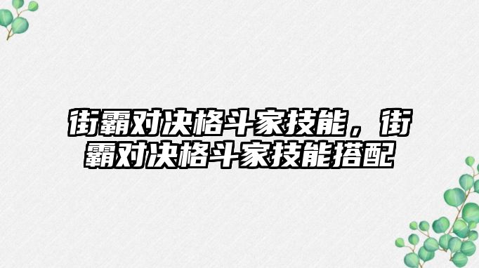街霸對(duì)決格斗家技能，街霸對(duì)決格斗家技能搭配