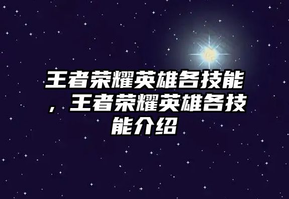 王者榮耀英雄各技能，王者榮耀英雄各技能介紹