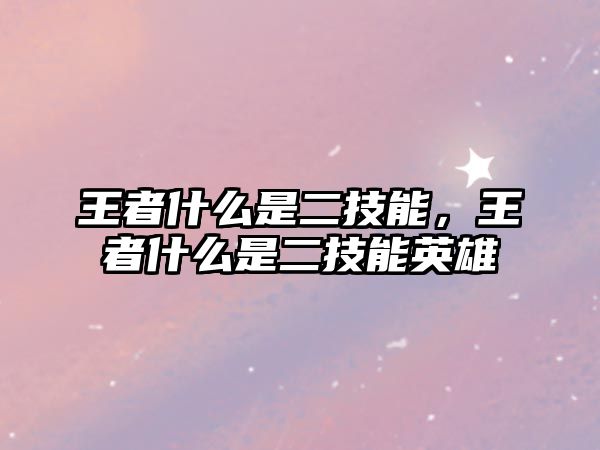 王者什么是二技能，王者什么是二技能英雄